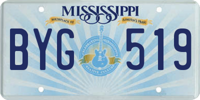 MS license plate BYG519