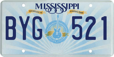 MS license plate BYG521