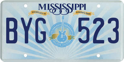 MS license plate BYG523