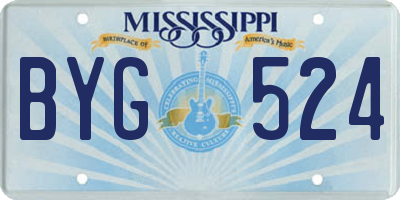 MS license plate BYG524