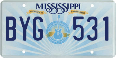 MS license plate BYG531
