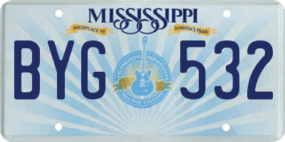 MS license plate BYG532