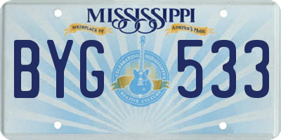 MS license plate BYG533