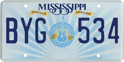 MS license plate BYG534
