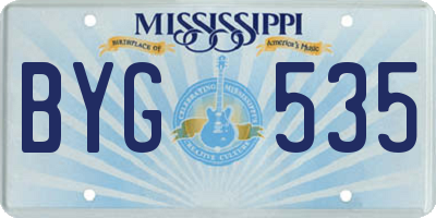 MS license plate BYG535