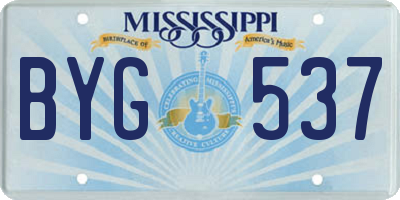 MS license plate BYG537