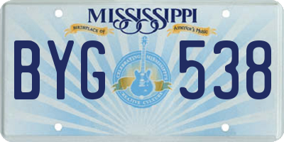 MS license plate BYG538