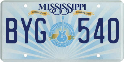 MS license plate BYG540