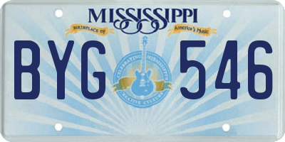 MS license plate BYG546