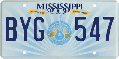 MS license plate BYG547