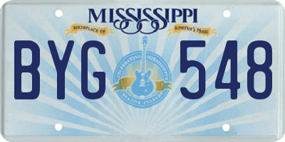 MS license plate BYG548