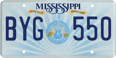 MS license plate BYG550