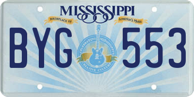 MS license plate BYG553