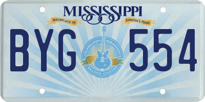 MS license plate BYG554
