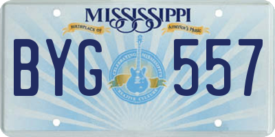 MS license plate BYG557