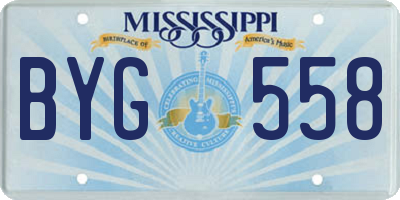 MS license plate BYG558