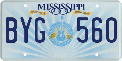 MS license plate BYG560