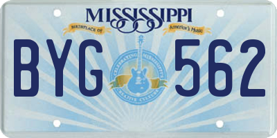 MS license plate BYG562