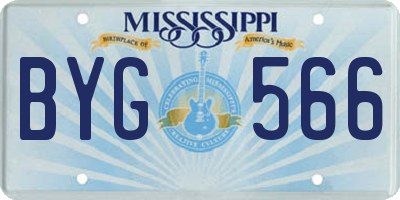 MS license plate BYG566