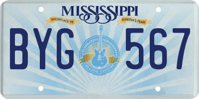 MS license plate BYG567