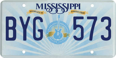 MS license plate BYG573