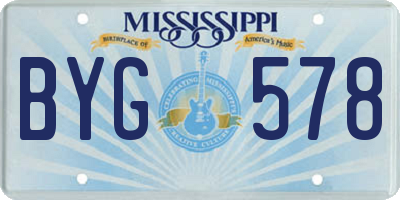 MS license plate BYG578