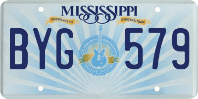 MS license plate BYG579