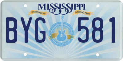 MS license plate BYG581