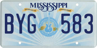 MS license plate BYG583