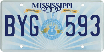 MS license plate BYG593