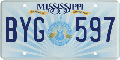 MS license plate BYG597