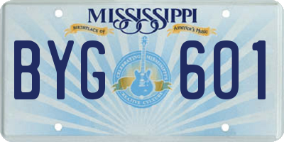 MS license plate BYG601