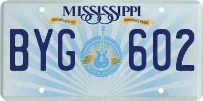 MS license plate BYG602