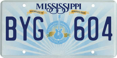 MS license plate BYG604