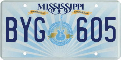 MS license plate BYG605