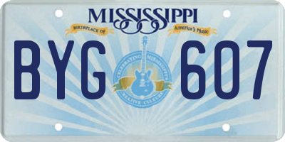 MS license plate BYG607