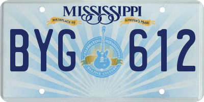MS license plate BYG612