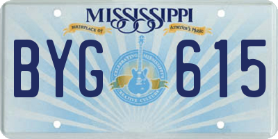 MS license plate BYG615