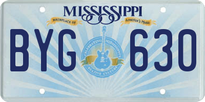 MS license plate BYG630