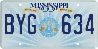 MS license plate BYG634