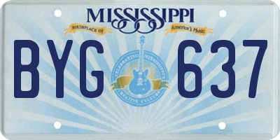 MS license plate BYG637