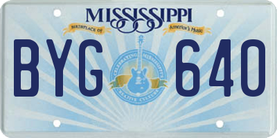 MS license plate BYG640