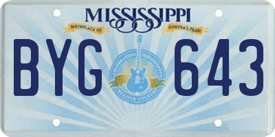 MS license plate BYG643