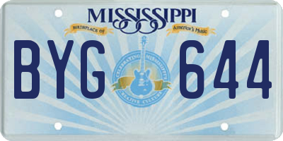 MS license plate BYG644