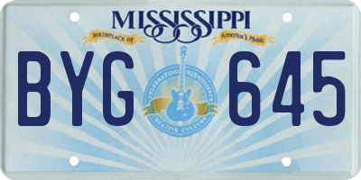 MS license plate BYG645