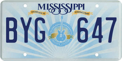 MS license plate BYG647