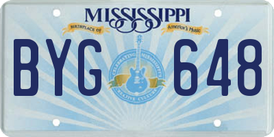 MS license plate BYG648
