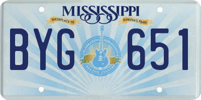 MS license plate BYG651
