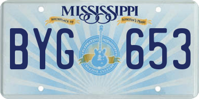 MS license plate BYG653