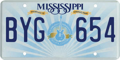MS license plate BYG654